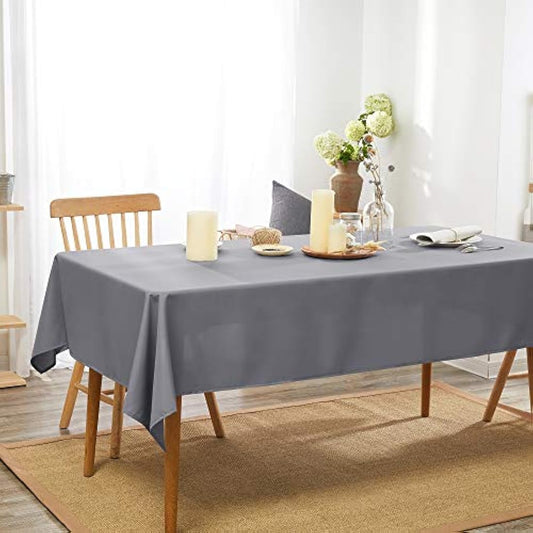 Deconovo Oxford Wipeable Tablecloth Water Resistant Table Cover Rectangular Table Cloth for Coffee Table 132x178cm(52x70in) Grey