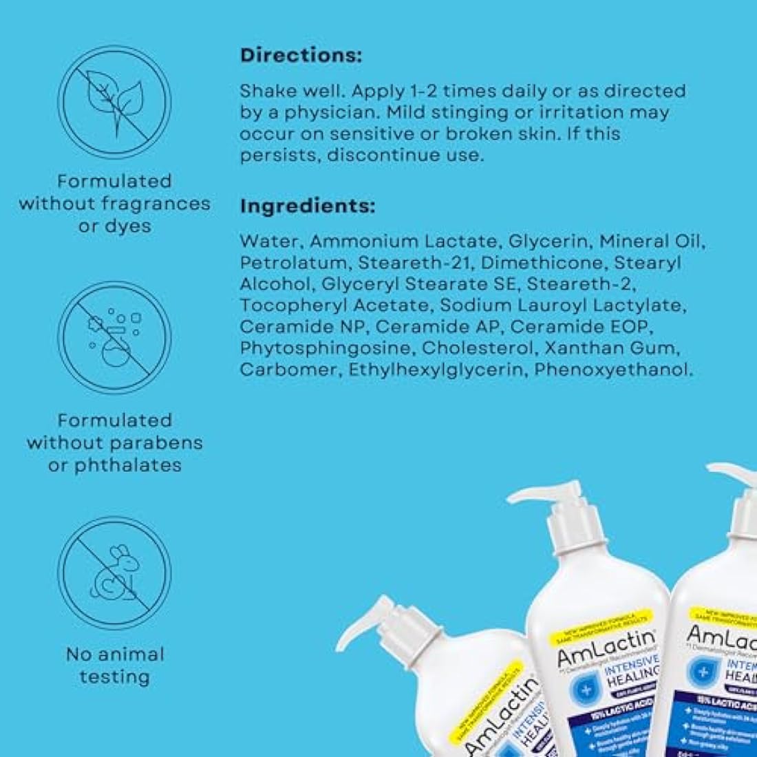 AmLactin Rapid Relief Restoring Lotion + Ceramides, 14.1 Ounce with Pump, Paraben Free