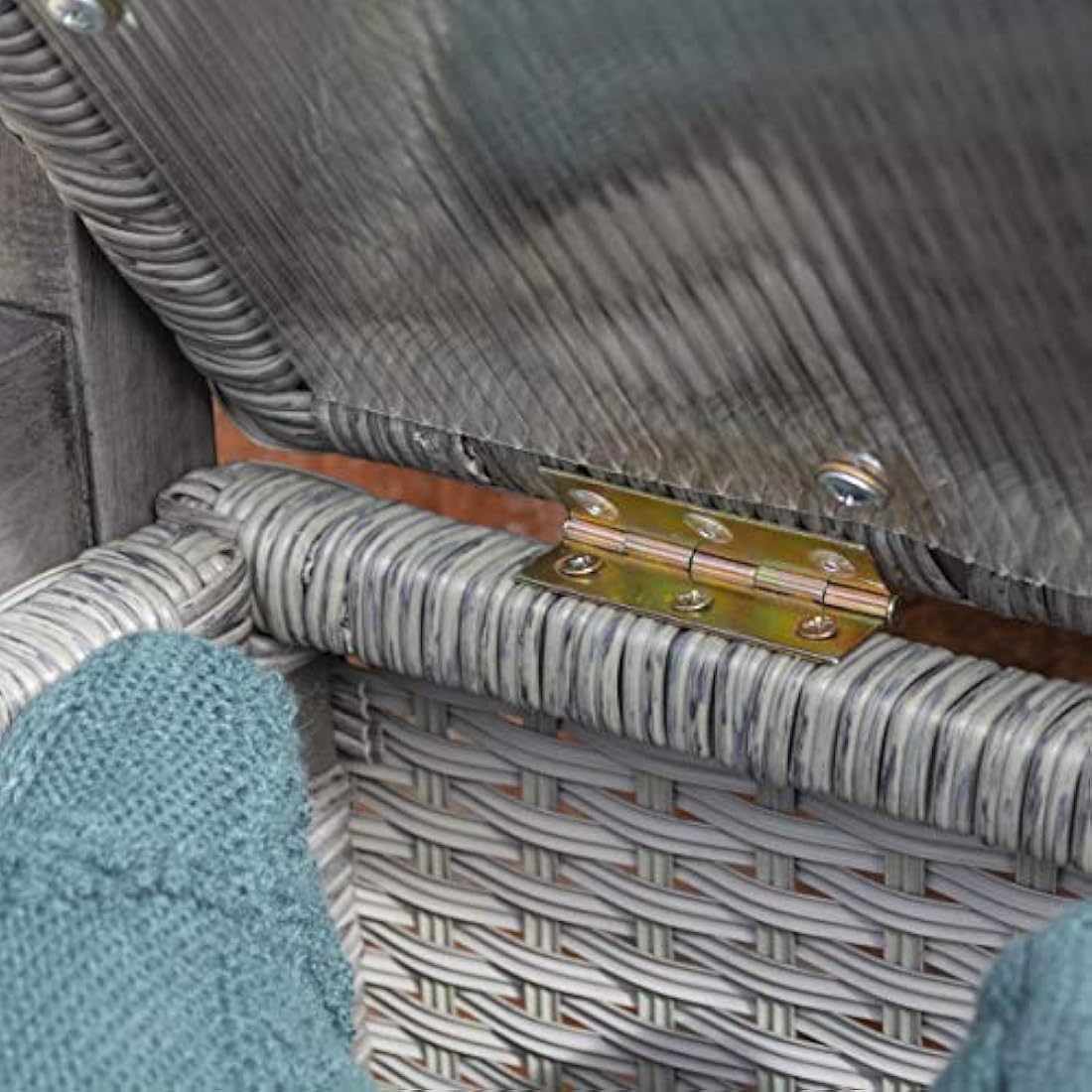 Rowlinson Alderley Rattan Storage Bench - Grey