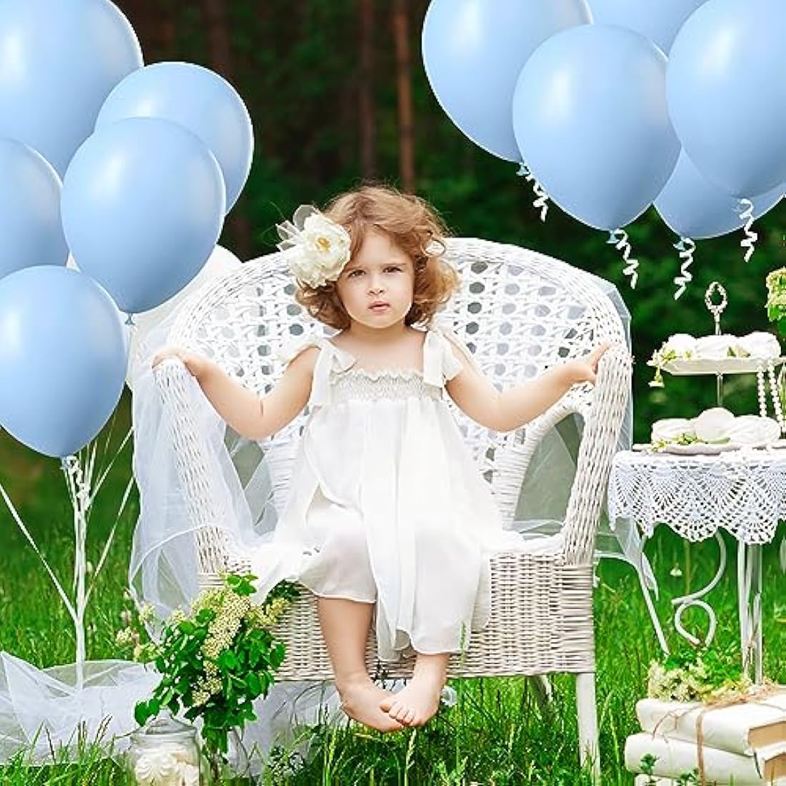 Ainiv 60 PCS Pastel Blue Balloons, 12inch Blue Latex Party Balloons, Macaron Blue Balloons for Blue Theme Party Supplies, Balloons for Birthday Party Wedding Baby Shower Decorations