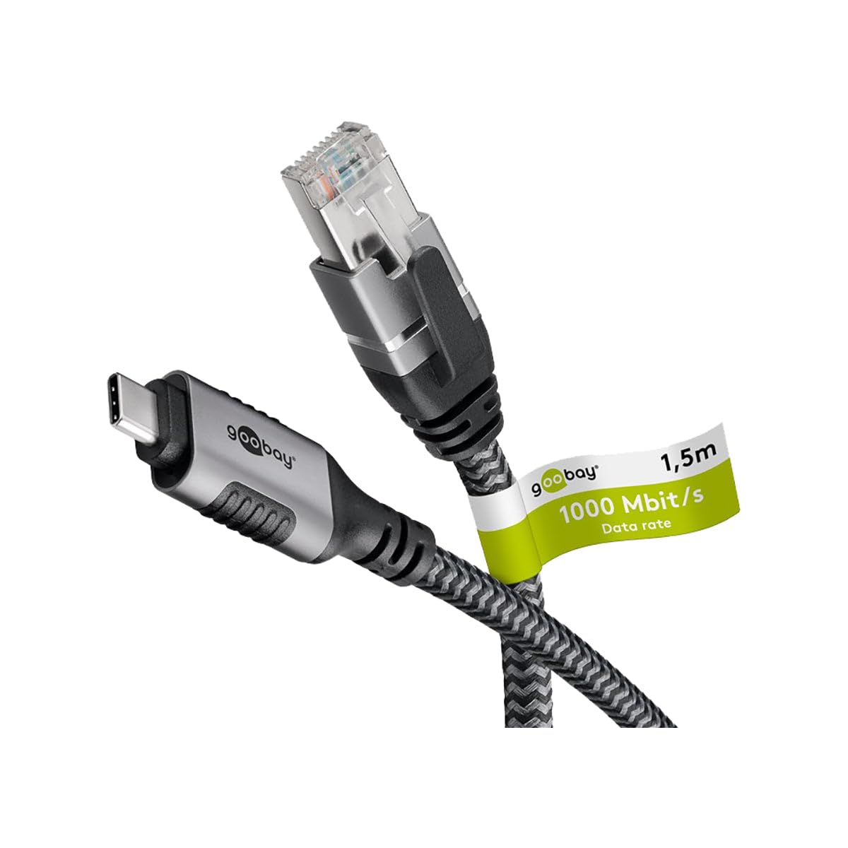 goobay 70696 USB-C to RJ45 Ethernet CAT 6 Cable for Stable Wired Internet Connection with Router/Modem/Network Switch/Replaces USB to RJ45 Adapter / 1