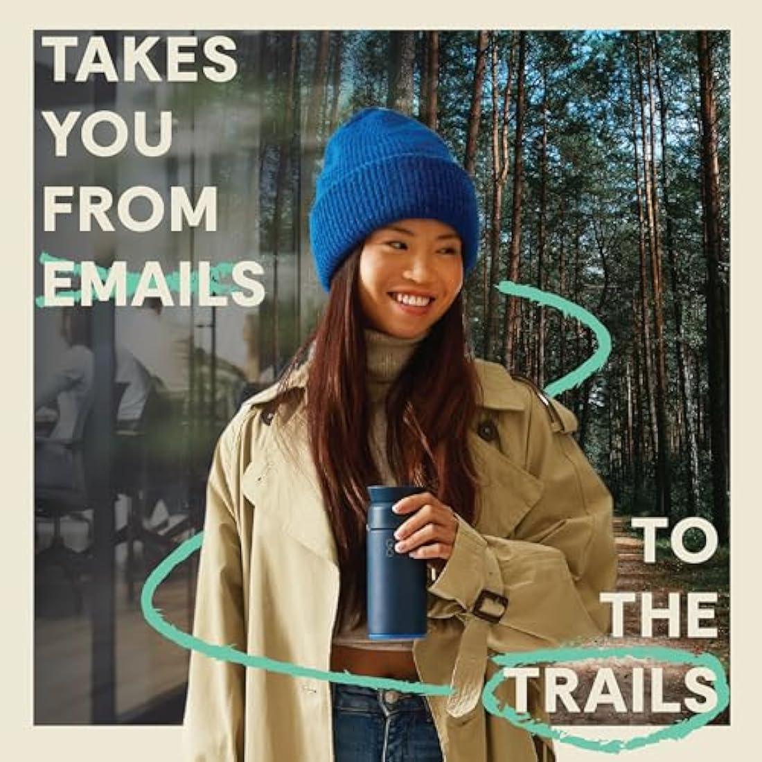 Ocean Bottle - Recycled Stainless Steel Brew Flask - Eco-Friendly & Reusable Bottle - Ocean Blue - 350ml