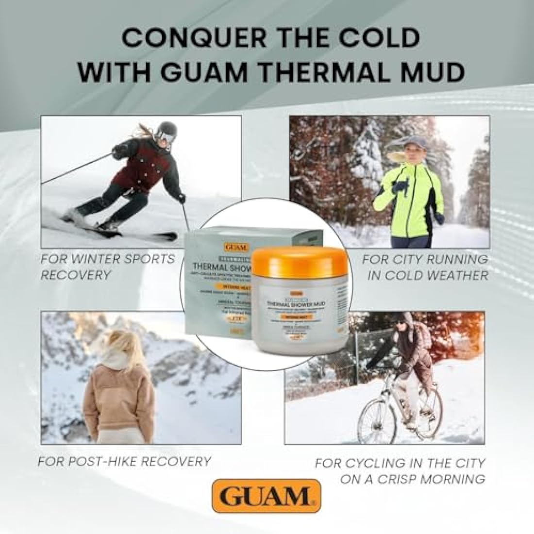GUAM FIR Tourmaline Shower Mud Cellulite Remover – 3-Min Thermal Anti Cellulite Draining Treatment – 400ml Hot Cellulite Cream for Tummy, Legs & Buttocks – Seaweed Skin Firming, Tightening Body Mask