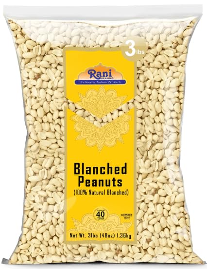 Rani Peanuts Skinless (Blanched, Uncooked) 48oz (3lbs) 1.36kg Bulk ~ All Natural | Vegan | Gluten Friendly | Kosher | Fresh Product of USA ~ Spanish