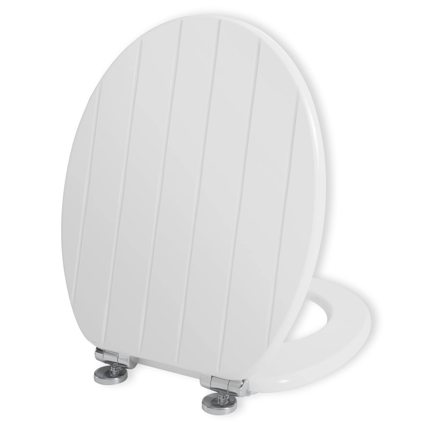 Angel Shield White Wooden Toilet Seat Antibacterial Adjustable Hinges Toilet Seat Fits Never Slips for Bathroom with Soft Close and Quick Release for