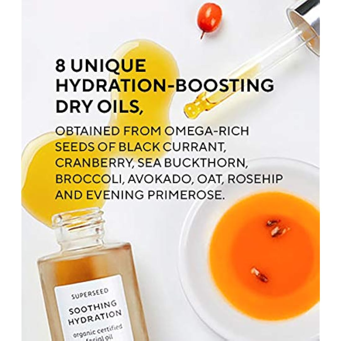 MADARA Organic Skin Care SUPERSEED Soothing Hydration Facial Oil β Calming & Hydrating Oil for Dry, Stressed & Sensitive Skin, 30ml