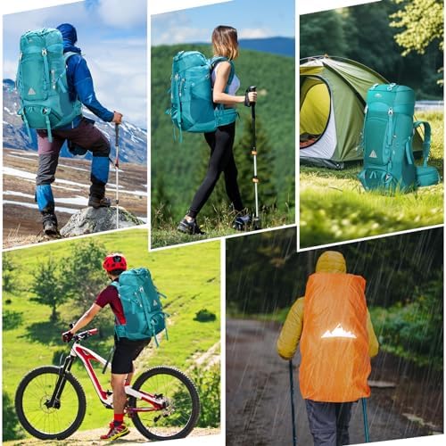 IGOLUMON 60L Hiking Backpack with Rain Cover Waterproof Large Camping Rucksack Backpacking Backpack Lightweight Trekking Walking Backpack Travel Rucksack for Outdoor Sports