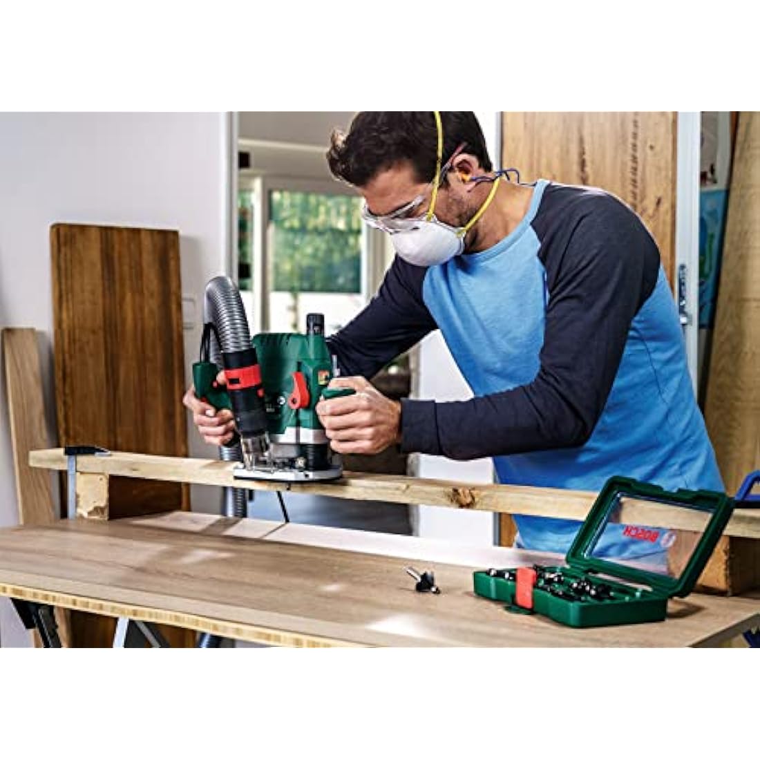 Bosch 12-Piece Router Bit Set (for Wood, Shank Ø 1/4", Accessory Routers)