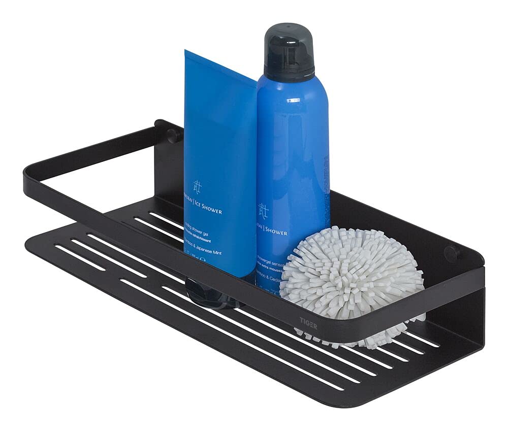 Tiger Caddy Shower Basket Large, Stainless Steel, Black, 32 x 70 x 13.6 cm