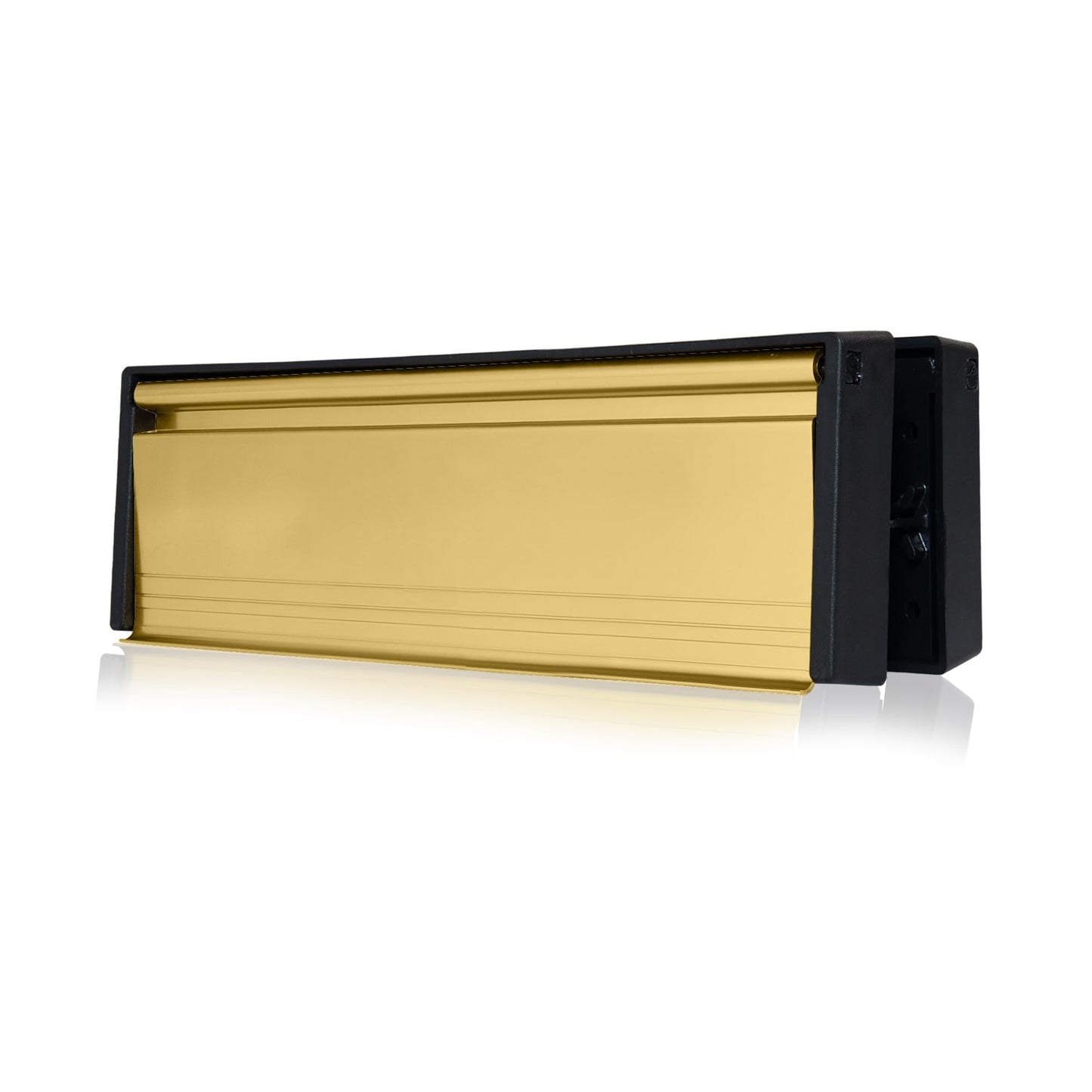 UAP MailPlate 12" Letterplate Polished Brass, Premium Draught Proof Postal Letterbox, Telescopic Sleeved Letter Box for Wooden, Composite and uPVC