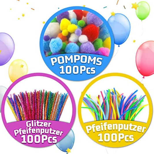 Obqo 2000+ Pcs Craft Supplies for Kids Ages 4-8, Toddler Box Includes Pipe Cleaners, Pom Poms, Buttons - All in One Supplies for Ages 4 5 6 7 8