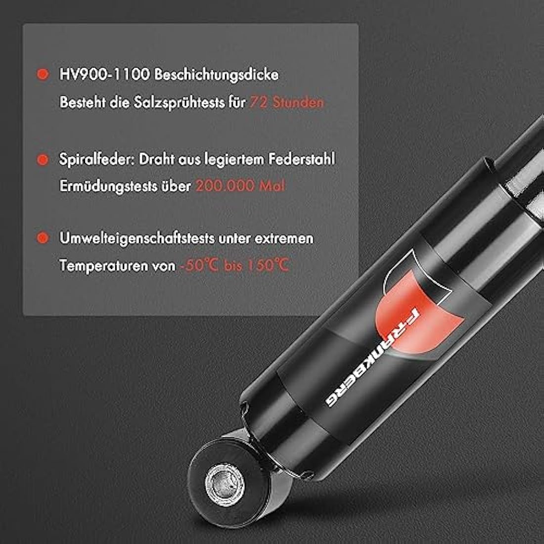 Frankberg 2x Shock absorber Gas pressure Rear axle Compatible with 500 312 Hatchback 2007-2025 500 C 312 Convertible 2007-2025 Replace# 50709082