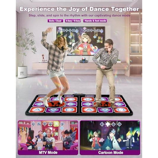 Acelufly Dance Mat, Electronic Dance Mat for TV with Camera, Double Dance Mats with Wireless Controller, Non-Slip Dance Game Fitness Pad for Kids Adults, Gift for Girls Boys (Black)
