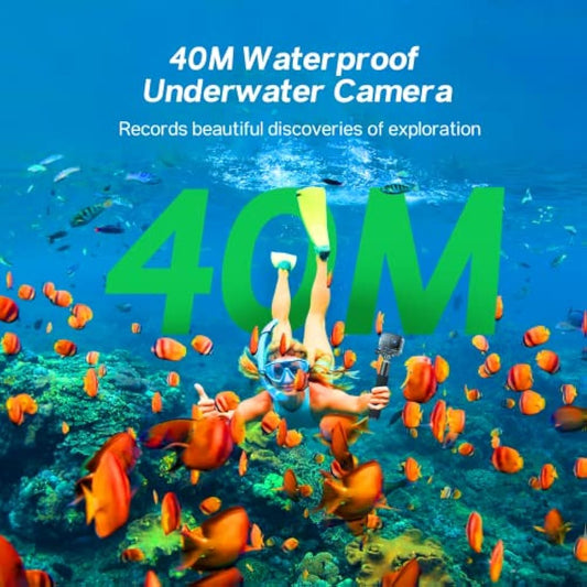 Surfola Action Camera 4K 30fps, Underwater Camera 131ft Waterproof for Snorkeling, 20MP WiFi EIS Camera for Vlogging, External Mic, 2 Rechargeable Batteries, Remote Control, Accessories Kit