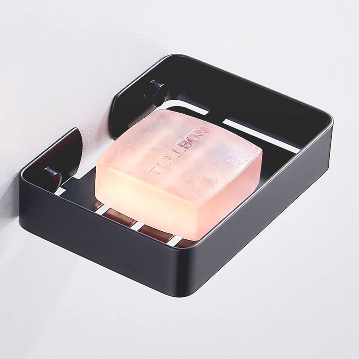 Melairy Soap Dish Holder for Bathroom Shower 304 Stainless Steel Soap Holder Saver Tray Wall Mounted Sponge Holder Black