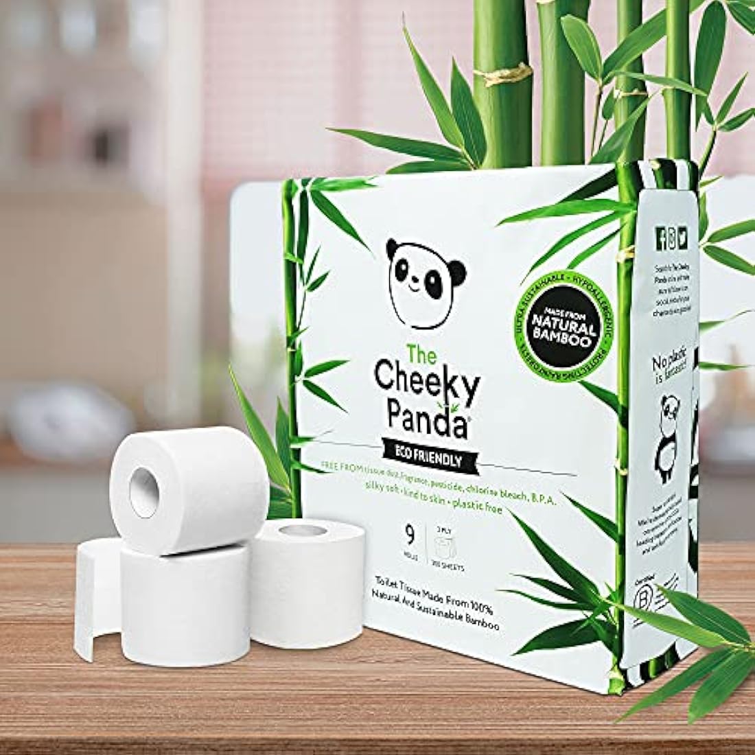 The Cheeky Panda Bamboo Toilet Rolls Bulk Buy – 45 Rolls (5 Packs of 9) | 3 Ply Toilet Paper | Plastic Free Packaging and Sustainable Tissue Paper | Compostable Loo Roll