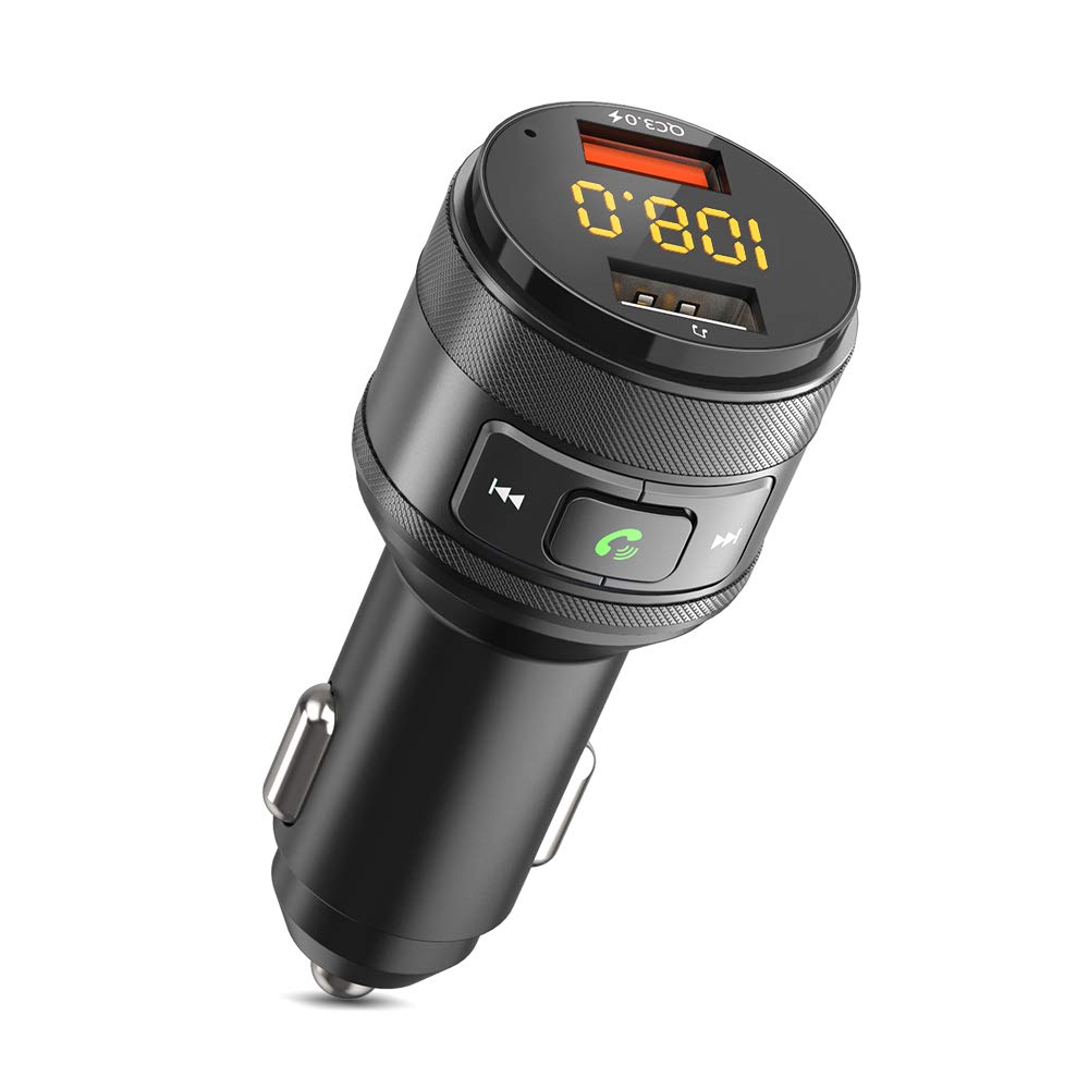 ZeaLife Bluetooth FM Transmitter for Car, Wireless Car Radio Adapter with QC 3.0 Fast Charging Port Hands Free Calling Car Charger/Music Player Kit