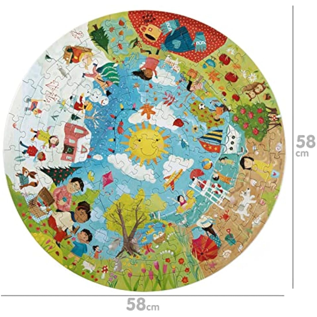 Boppi puzzles for 5+ year olds / 150 Piece Round Circle Jigsaw Puzzles for Kids Aged 5-8 Made with 100% Recycled Card β Seasons