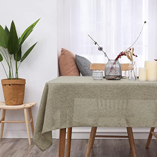 Deconovo Rectangle Tablecloth Faux Linen Wipeable Table Cloth for Garden Table Water Resistant 59x95in(150x240cm) linen