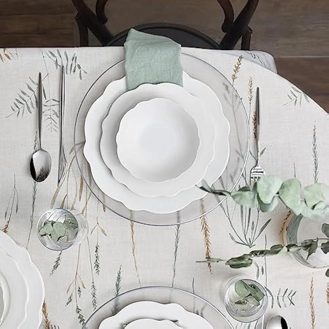 Karaca Daisy 12-Piece Porcelain Dinner Sets with Dinner & Dessert Plates, Cereal & Soup Bowls - New Generation Bone Dinnerware Sets for 4 People (White)