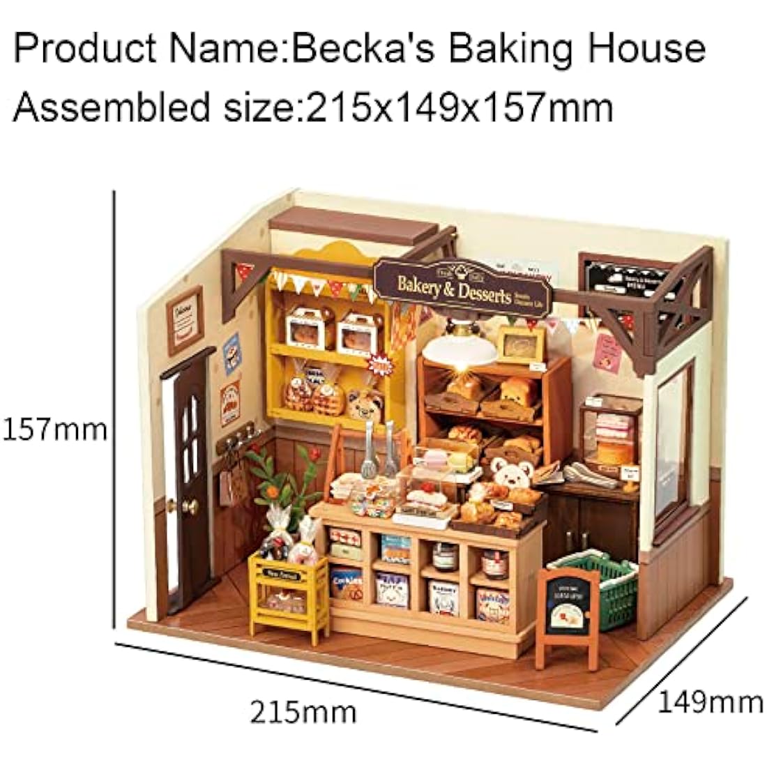 ROBOTIME DIY Miniature House Kit for Adults, Mini Dolls House Building Kit with Furniture and LED Lights for Women's or Girl's Birthday Gift.