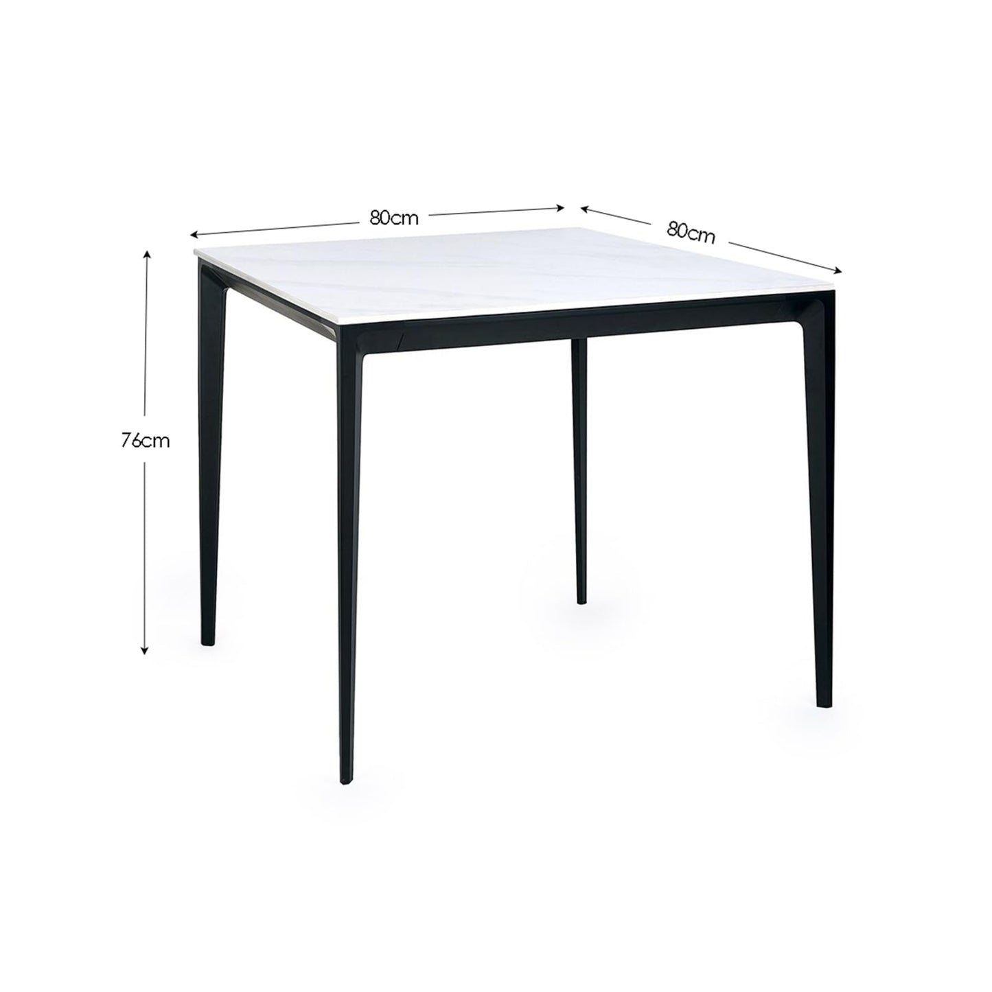 Julian Bowen Miami Square Dining Table, White Marble Effect - H74 x W80cm