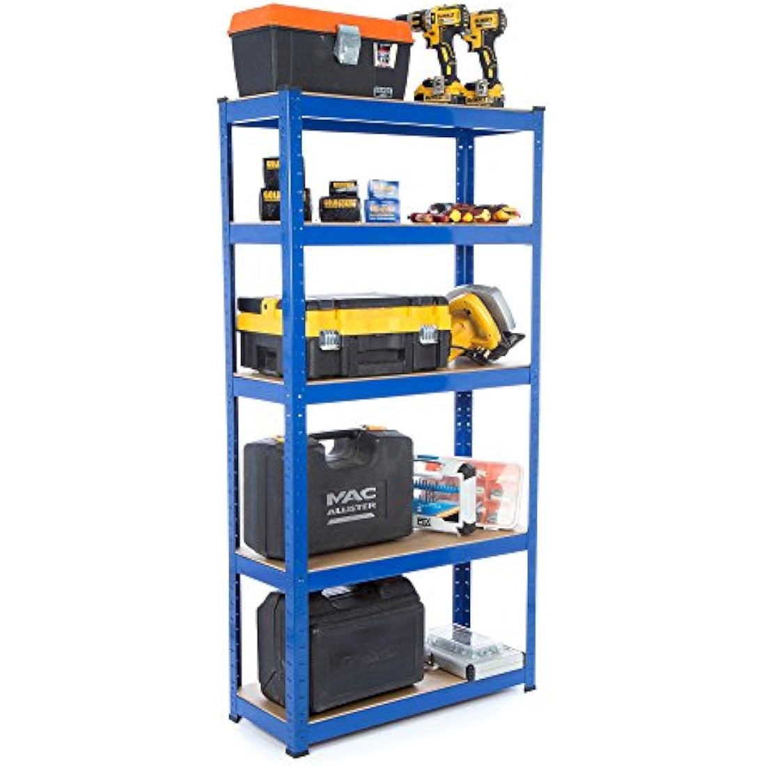 2 Bay Heavy Duty Steel Shelving Garage Racking Unit 150kg per shelf (5 Levels 1500mm H x 750mm W x 300mm D)