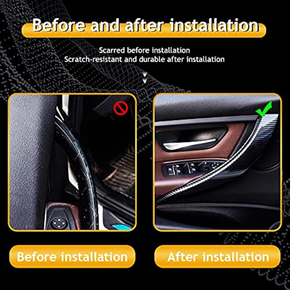 TZYSZDB Black F30 328i Car Door Handle for BMW F30 F31 F32 F33 F34 F36 F80 Inner Door Panel Handles (Front Left) (F30 Front Left, Carbon Fiber)
