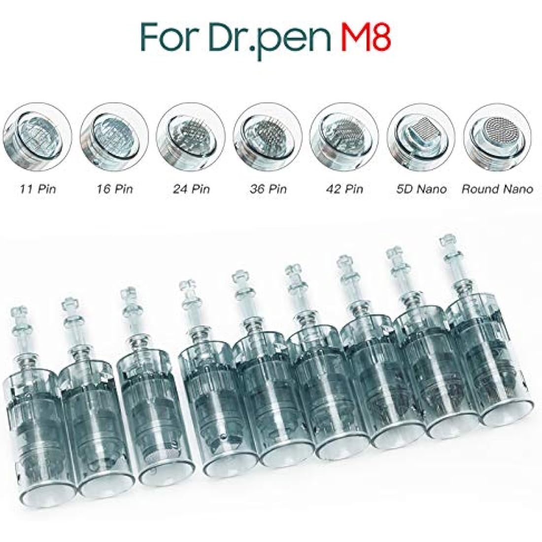 Dr. Pen Ultima M8 Microneedling Pen Original Replacement Cartridges 24 Pins, Compatible with Dr. Pen M7S and Angel Kiss M8 PRO Derma Pen, for Face Body Skin, 10 pcs/Pack