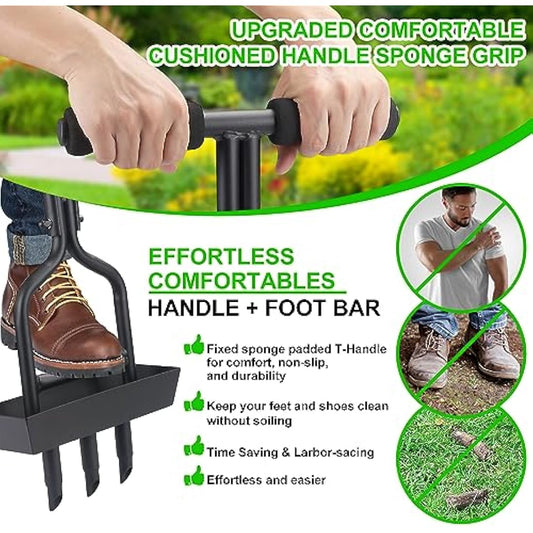 MEIIOFS Lawn Aerator - Aerator Lawn Tool, Lawn Aerator Coring Tool with Soil Core Storage Tray Manual Core Aerator for Garden Yard Care