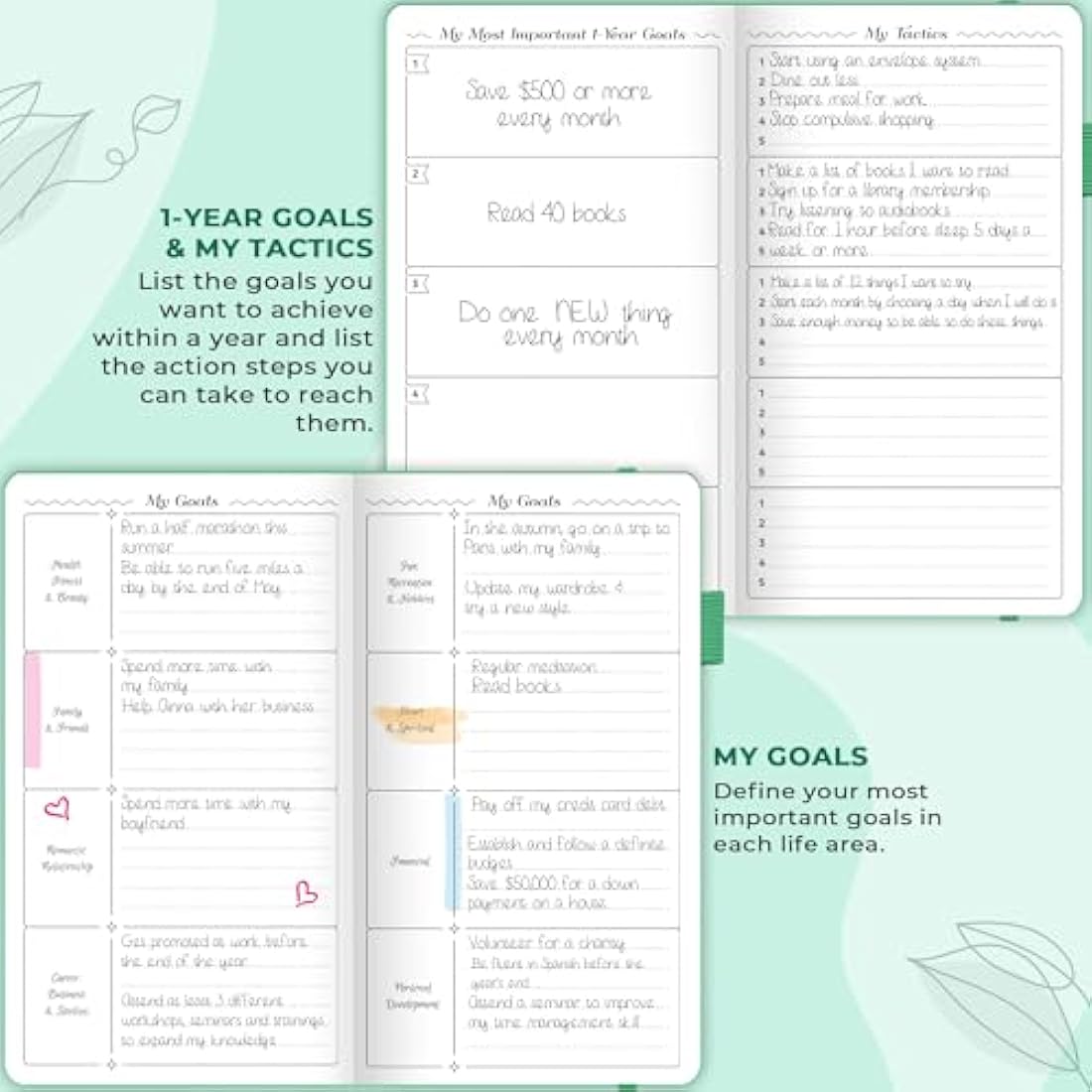 GoGirl Planner and Organizer for Women – Pocket Weekly Planner, Goals Journal & Agenda for Time Management & Productivity. Undated (Emerald)
