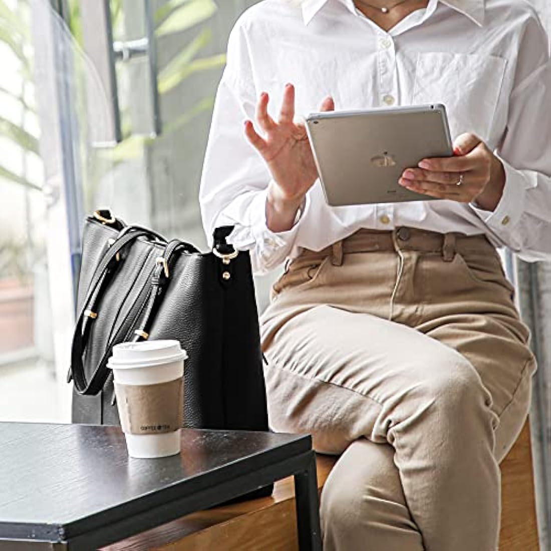 NUBILY Women Handbag Laptop Tote Bag 15.6 Inch Large Leather Shoulder Bag Designer Lightweight Computer Tote Bag Lady Stylish Handbags for Work Business School College Travel