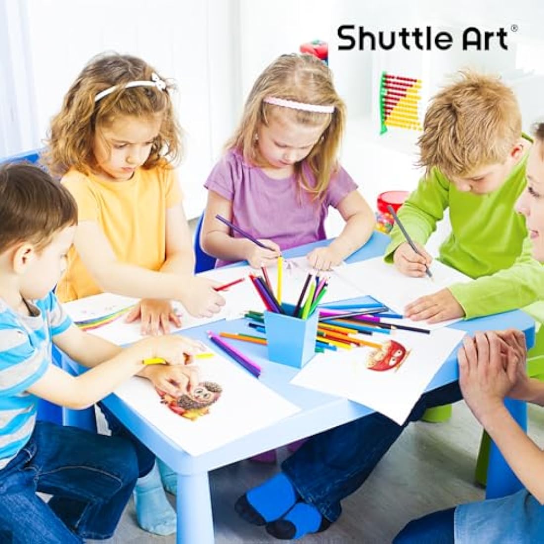 Shuttle Art 408 Pack Colouring Pencils Bulk, Coloured Pencil Set for School Plus 20 Sharpeners, 12 Colours School Pack Colouring Pencils for Kids, Class pack School Supplies