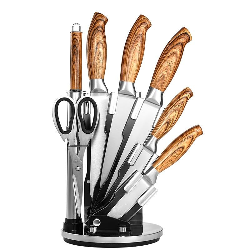 Ever Rich ? Stainless Steel Kitchen Knife Block Set, Knife Set, Ultra Sharp Knife Set (Silver Brown) ?