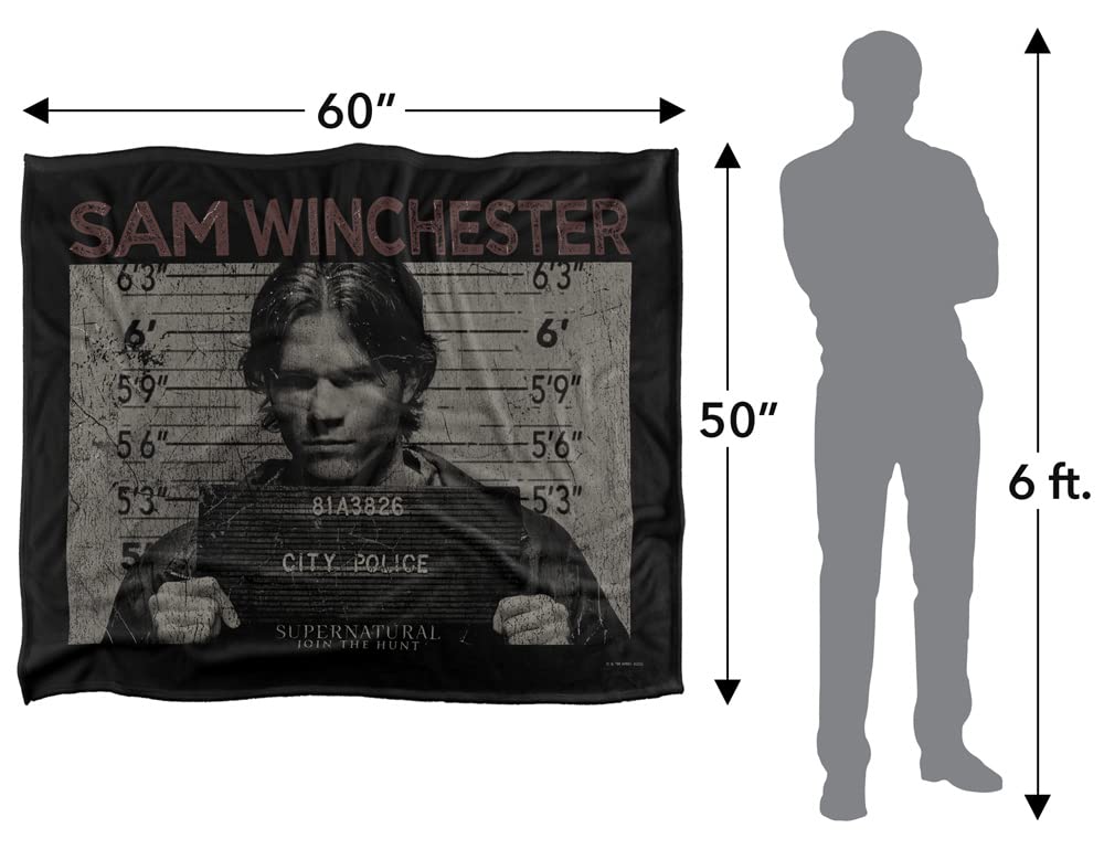 SUPERNATURAL Sam Mug Shot Officially Licensed Silky Touch Super Soft Throw Blanket 152 x 127 cm