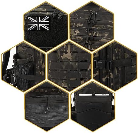 QT&QY Military Tactical Backpacks for Men Army Molle Daypack 25L/35L/45L Lage 3 Day Bug Out Bag Camping Hiking Rucksack with Bottle Holder