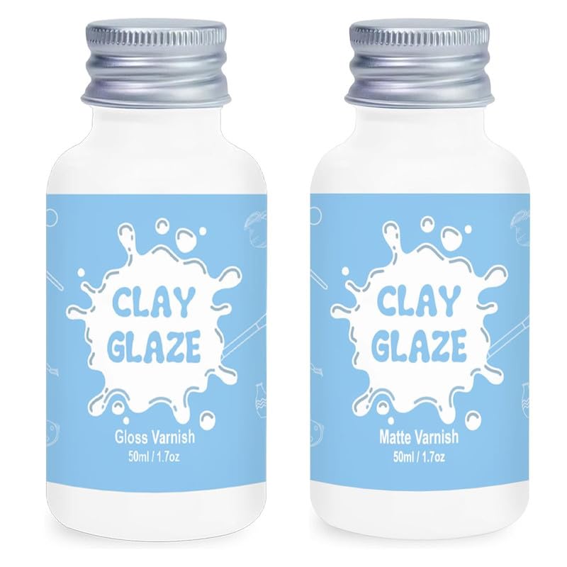 2 x 50ml Air Dry Clay Glaze, Clay Varnish for Air Drying Clay, Clay Glaze for Air Drying Clay Can Used to Prevent Clay Cracking, Scratches, and