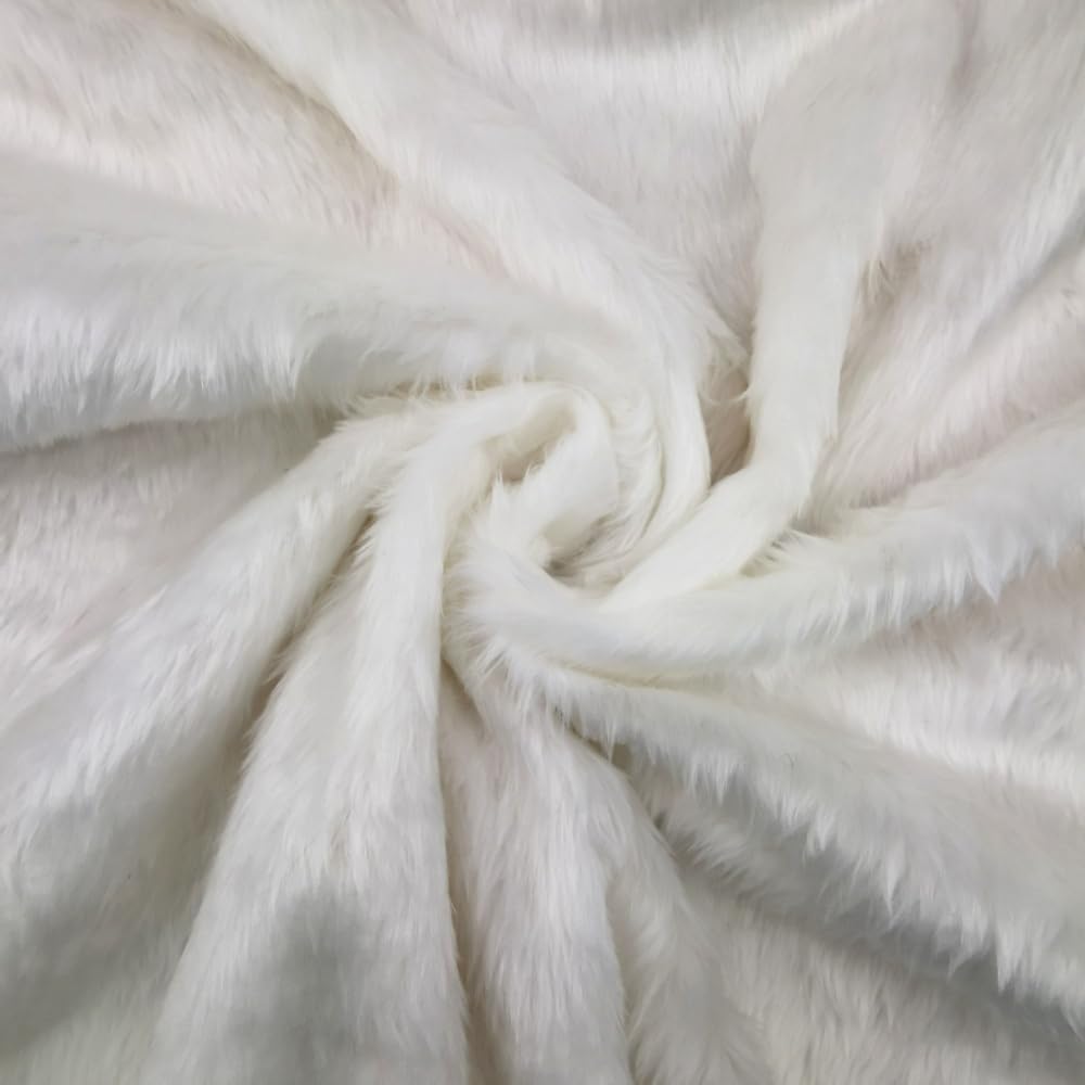Plain Fun Faux Fur Fabric Material Bright White, 1Mtr-150cmx100cm
