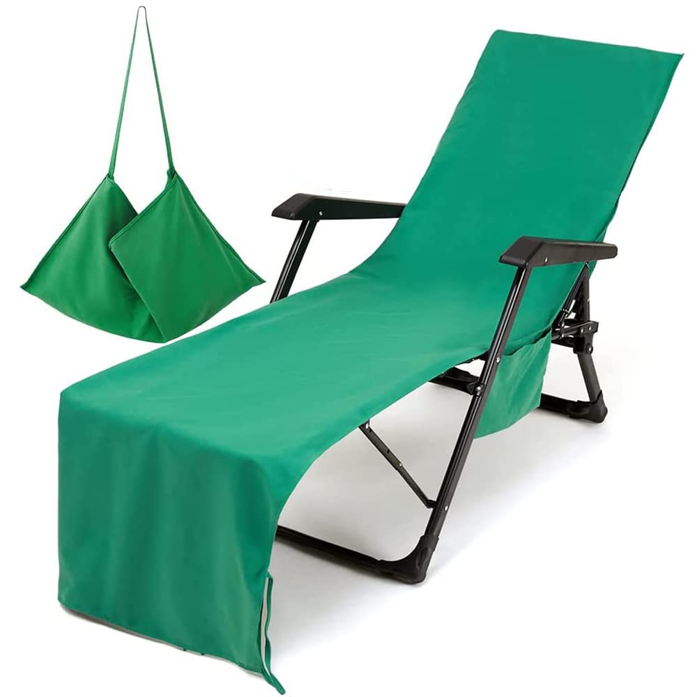Morbuy Beach Chair Cover, Solid color Lounger Bags with Pockets Sunbed Towels Fitted Microfiber Sun Lounger Towels for Summer Outdoor Garden Pool