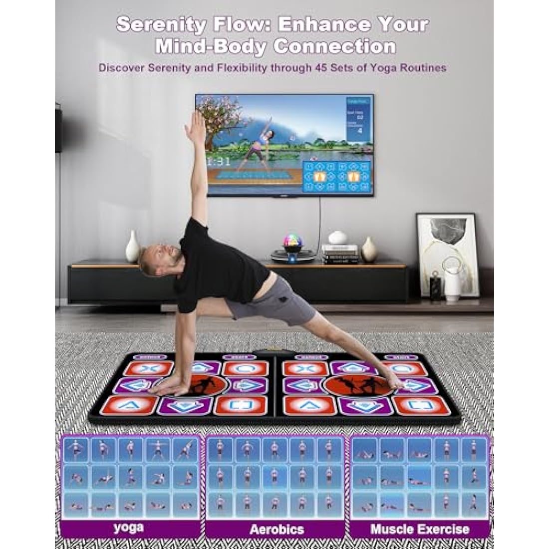 Acelufly Dance Mat, Electronic Dance Mat for TV with Camera, Double Dance Mats with Wireless Controller, Non-Slip Dance Game Fitness Pad for Kids Adults, Gift for Girls Boys (Black)