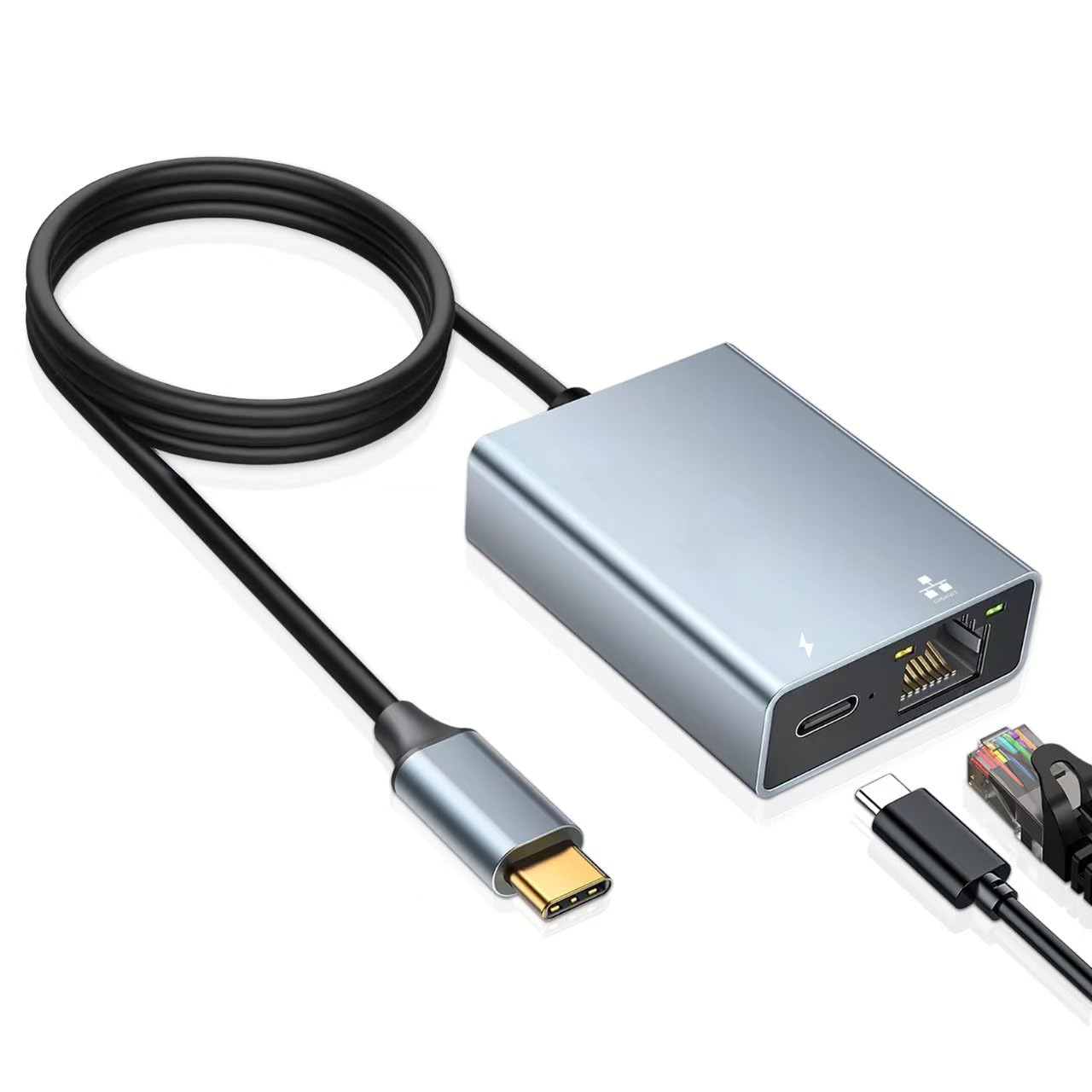 USBC to Ethernet Adapter?USB C to RJ45 1000Mbps Compatible with MacBook Pro XPS, TV Box, Steam Deck (2IN1 USB C to Ethernet 3.3FT)