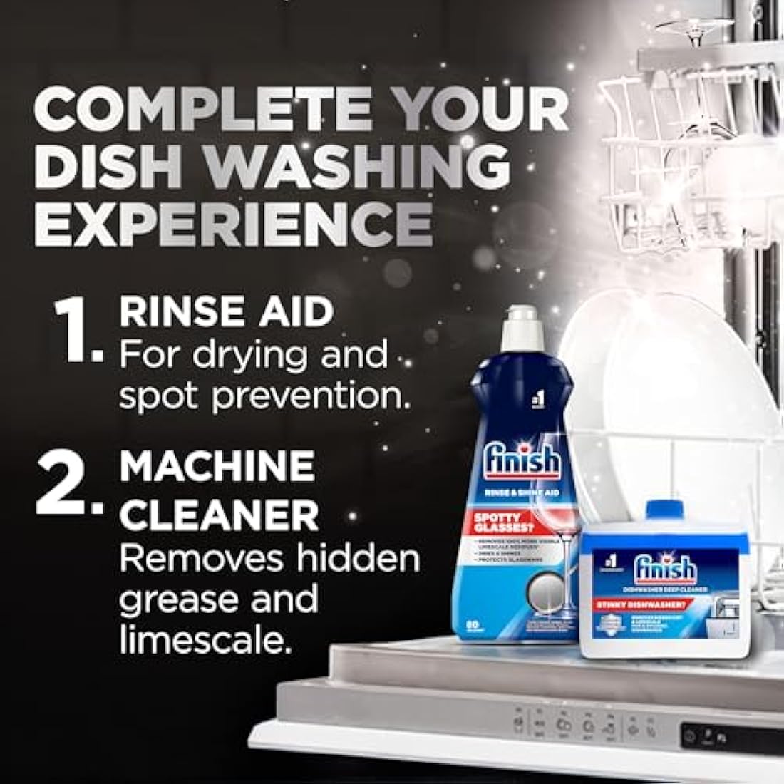 Finish Dishwasher Tablet, Ultimate Infinity Shine, 100 Tablets, Lemon Sparkle, Clean & Shine Detergent Tabs, Tough on Grease Stains, Effective for Short Eco Cycle
