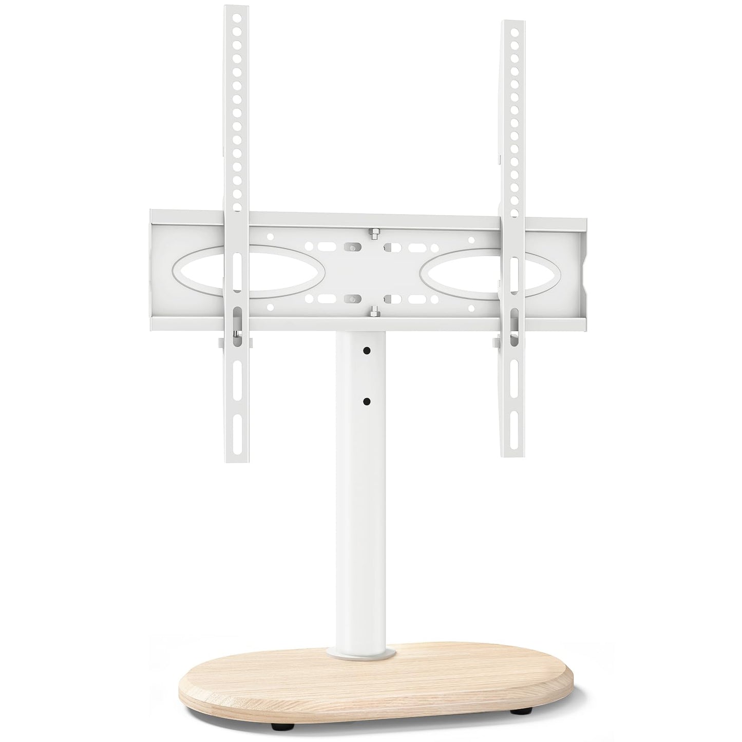 TVON Universal TV Stand for 26?55 inch TVs, Height Adjustable Swivel Table Top TV Stand with Round Base, White Oak TV Pedestal, Holds up to 40kg, Max