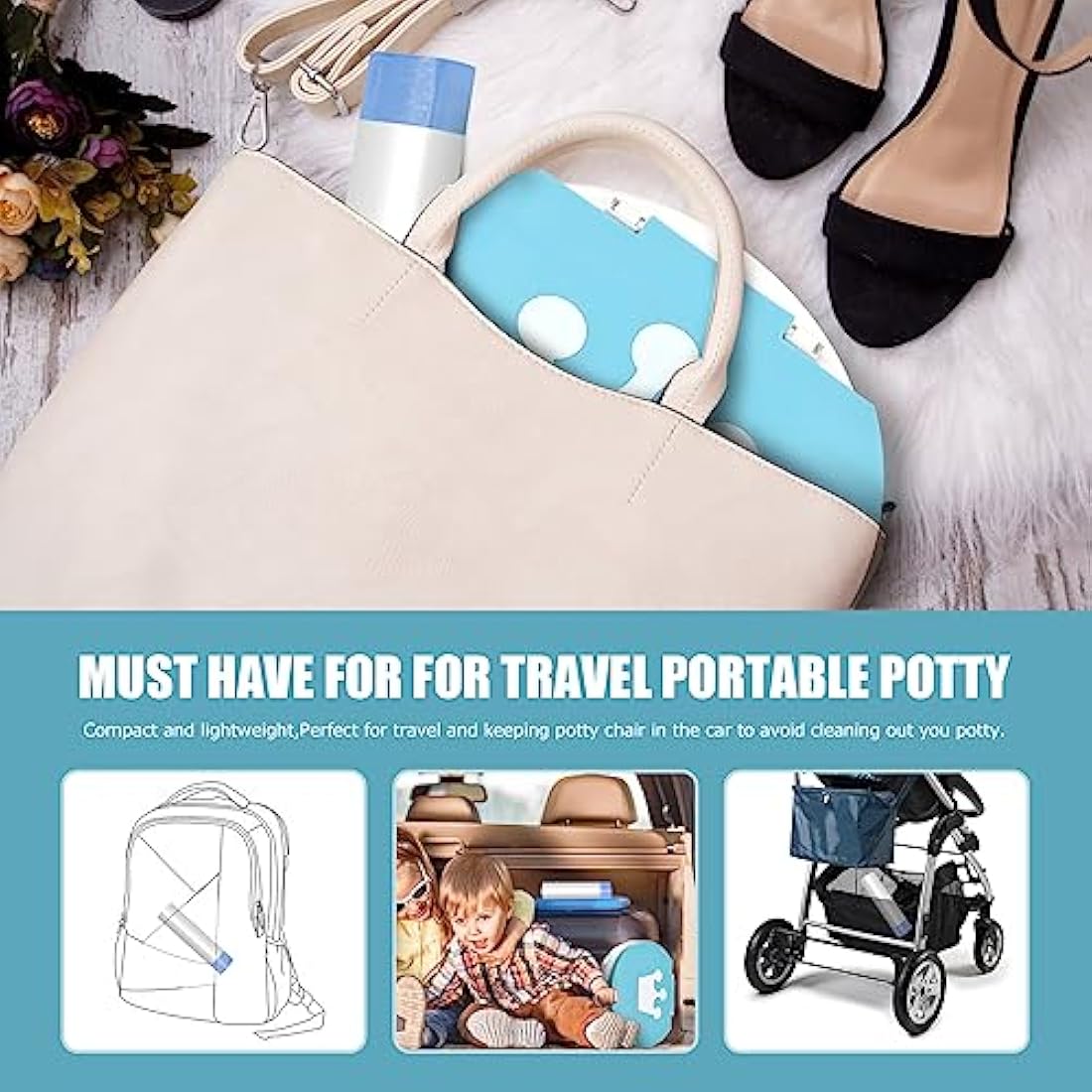 Portable Travel Potty Chair Liners Bags Universal with Drawstring For Toddler Potty Training Toilet Seat Disposable Cleaning Bag For Kids Toddler Adults Pet Outdoors-90 PCS(45 * 50CM)