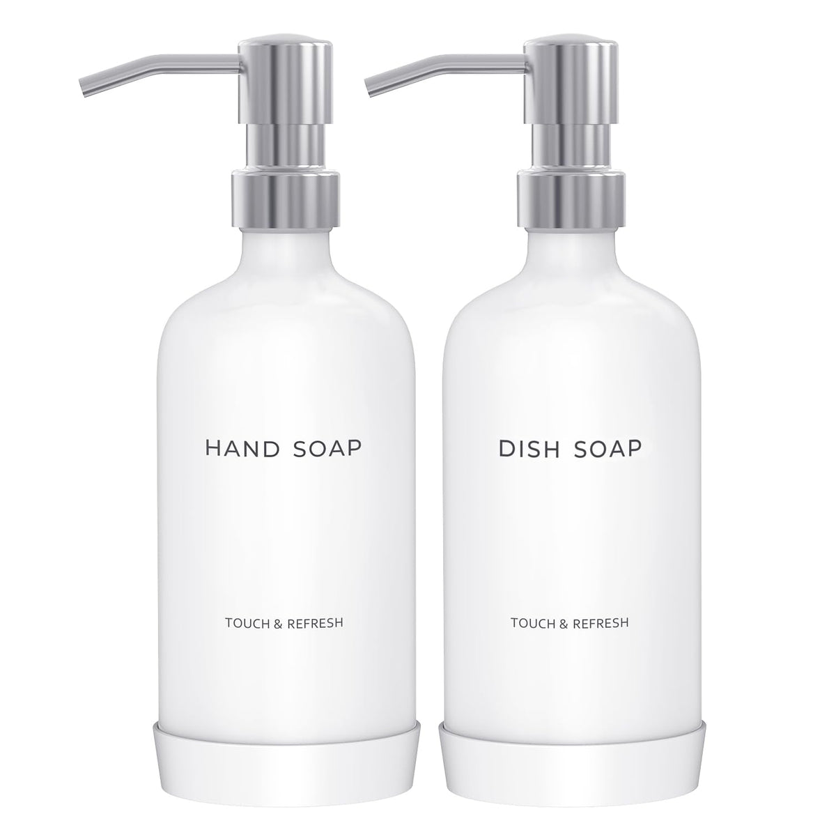 Kitchen Soap Dispenser with Non-Slip Protective Silicone Pad - Hand and Dish Soap Dispenser for Kitchen,Modern Kitchen Decor & Accessories. (Silver)