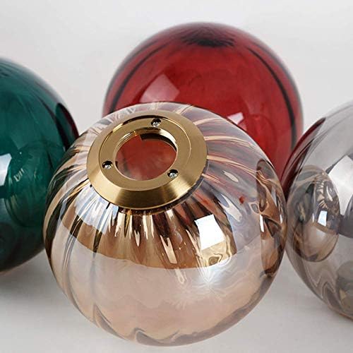 LFsem 3 Lights Pendant Lighting Fixture with 15cm Glass Globe Lampshades, E14 Gold Metal Fittings, Height Adjustable Ceiling Pendant Light for Dining Room Over The Table and Kitchen Island (Blue)