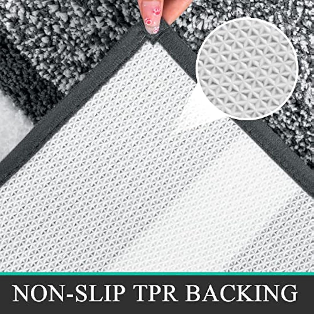 Pauwer 3 Pieces Luxury Bath Mat and Pedestal Mat Set Super Soft Microfiber Fluffy Bathroom Rug Machine Washable Absorbent Shower Rugs for Bathroom