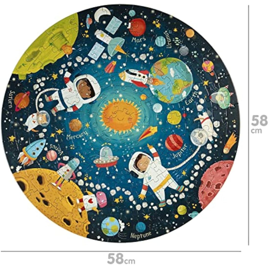 Boppi puzzles for 5+ year olds / 150 Piece Round Circle Space Jigsaw Puzzles for Kids Aged 5-8 Made with 100% Recycled Card β Space
