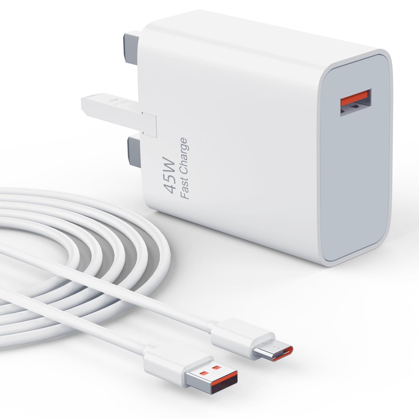 45W Fast Charger Compatible with Xiaomi Redmi Note 14 Pro 5G/13 12 11 10 A5 A3, Poco X7 X5 X4 X3 F7 F5 M7 M6 Turbo Charging for Xiaomi 13 Lite 13T 12T