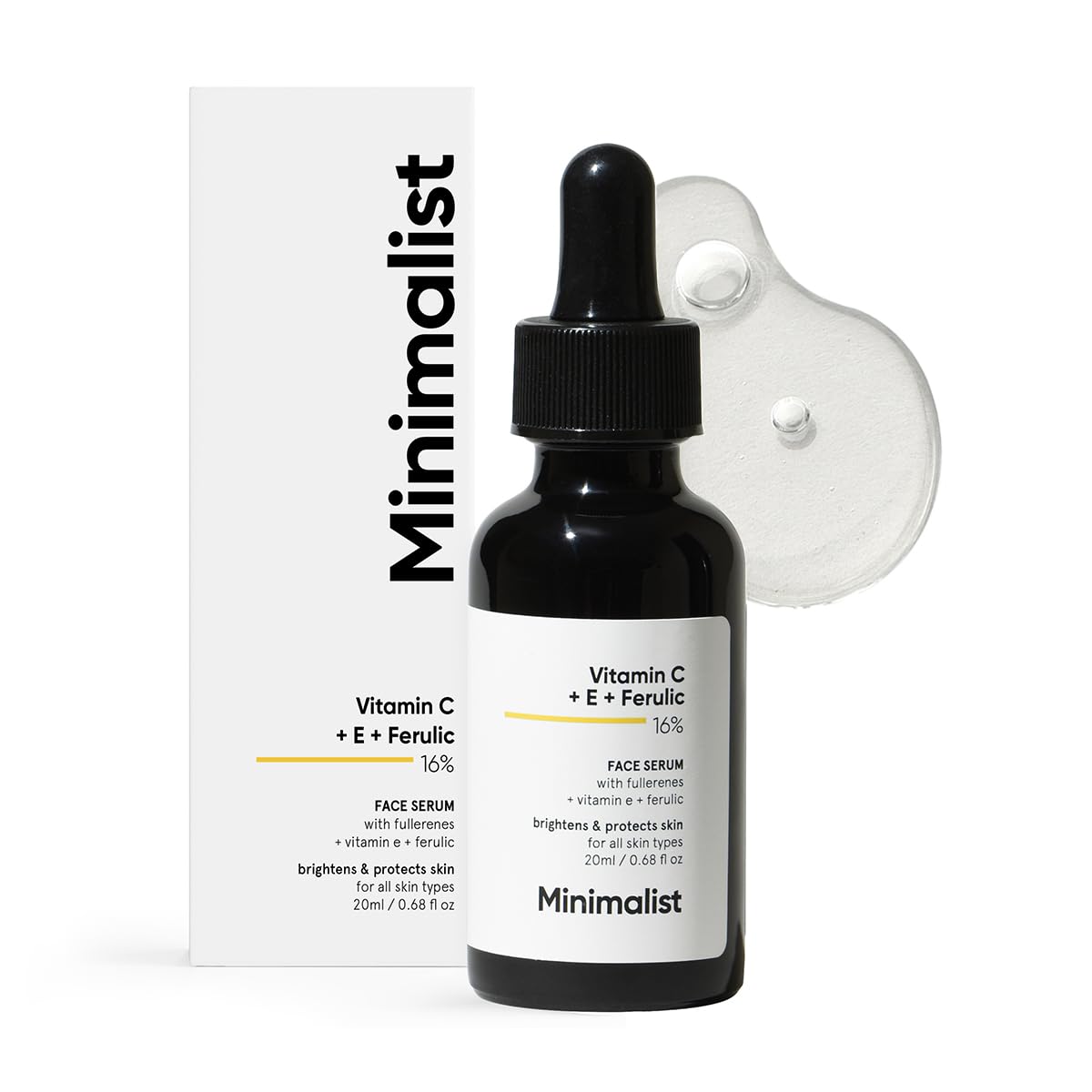 Minimalist 16% Vitamin C Serum With Vitamin E & Ferulic Acid to Enhance Brightness, White, 20 ml Pack of 1